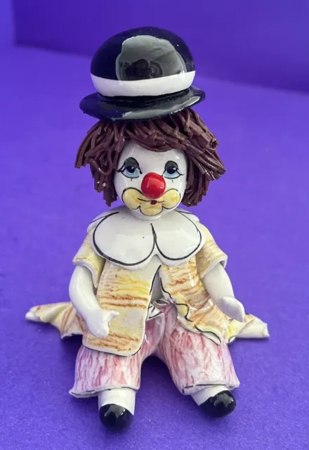 Zampiva Art Pottery Clown Figurine Signed Italy 4.5” Excellent Condition SALE!
