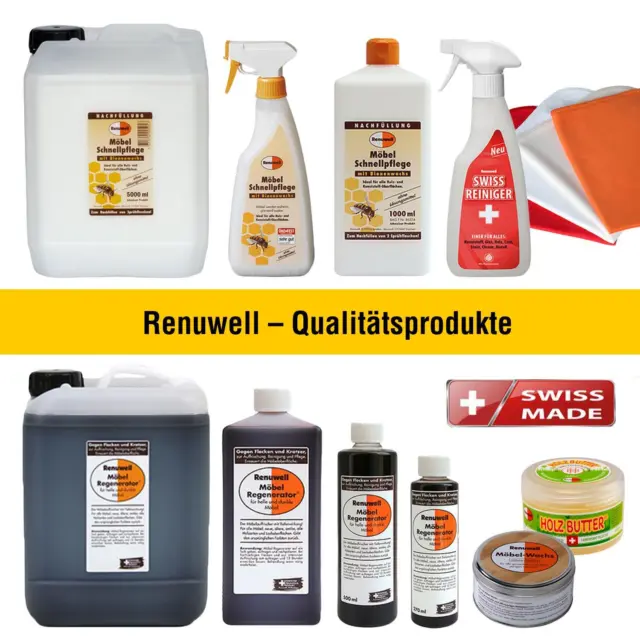 Renuwell Möbelpflege: Regenerator, Möbelöl, Möbelwachs, Schnellpflege, Swiss