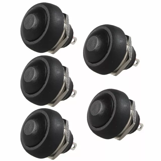 Latest 5Pcs Mini Round Switch 12mm Waterproof Momentary Push Button Black 12-24V