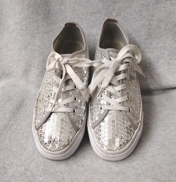 Balera Sliver Sequin Hip Hop Dance Shoes Sneakers Sz 7AM Girls Youth Sparkle