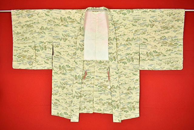 Vintage Japanese Kimono Silk Antique BORO HAORI Kusakizome Dyed/B672/530