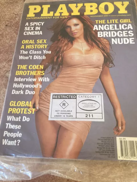 US Playboy Magazine November  2001 Ltd Stock Sealed Angelica Bridges Nude