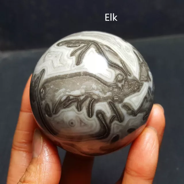 361g Natural  polishing Dark Phoenix agate BALL Madag 54X65