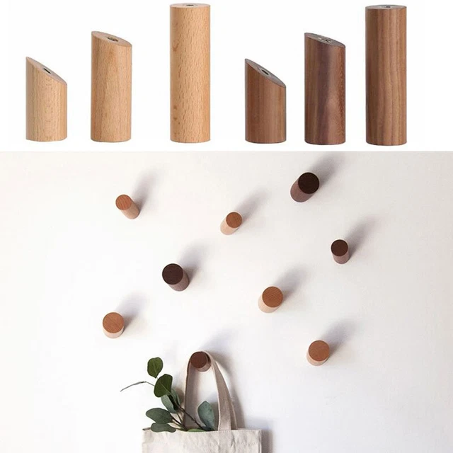 Wooden Wall Hooks Hat Jacket Coat Hooks Storage Hanger Rack Hallway Home Decor