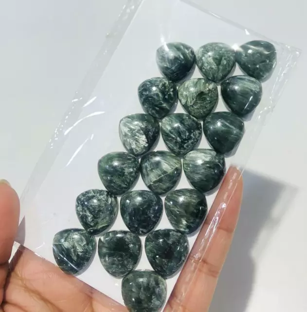 Naturale Seraphinite Cabochon Sfuso Gemme Cubico Forma Misura IN 6MM A 7MM