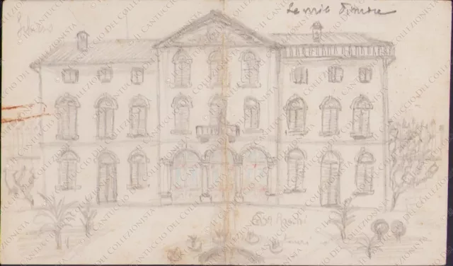 Disegno Casa Rocchi Villa Zibetti Caravaggio Bergamo bozzetto piantina