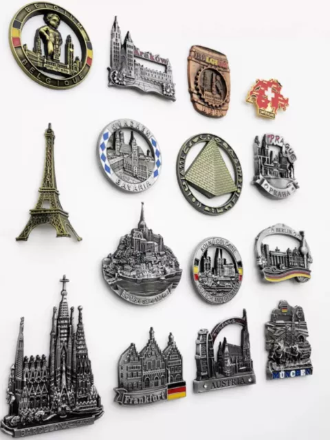 World Tourism City landmark Tourism Travel Souvenir 3D Metal Fridge Magnet H3 2