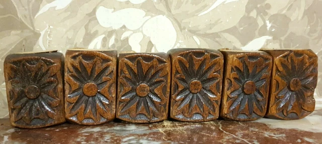 6 Corbel bracket with rosette oak carving - Antique french architectural salvage