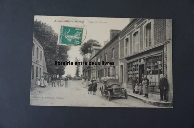 CPA 76 Angerville la Martel place du Carreau shops unusual