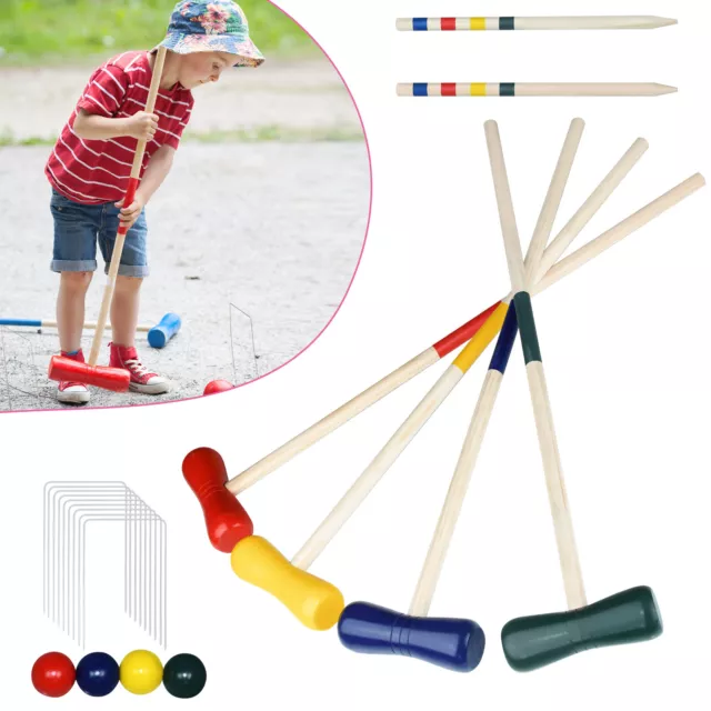 Krocket Spielzeug Croquet Gartenspiel Holz für 4 Spieler Spiel für Erwachsene