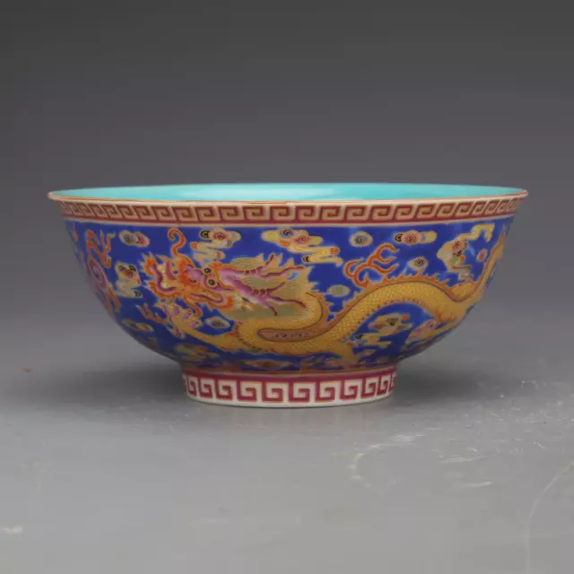 Nice Chinese Hand Painting Colour Enamels Porcelain Dragon Bowl