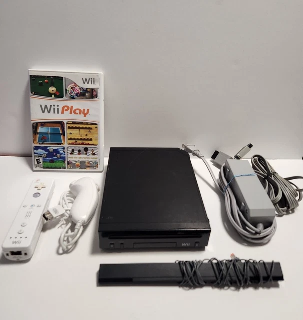 BLACK NINTENDO WII Console Bundle with 2 Virtual Console Games TESTED