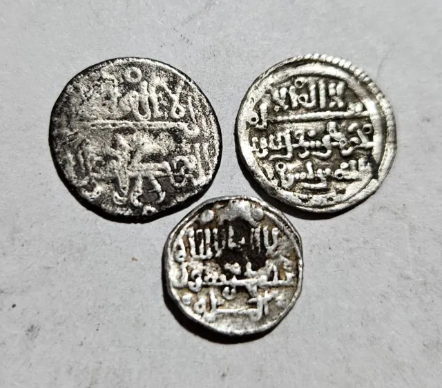 Almoravides Lot De 3 Quirates Monnaies Antiques En Argent Rare Types Differents 2