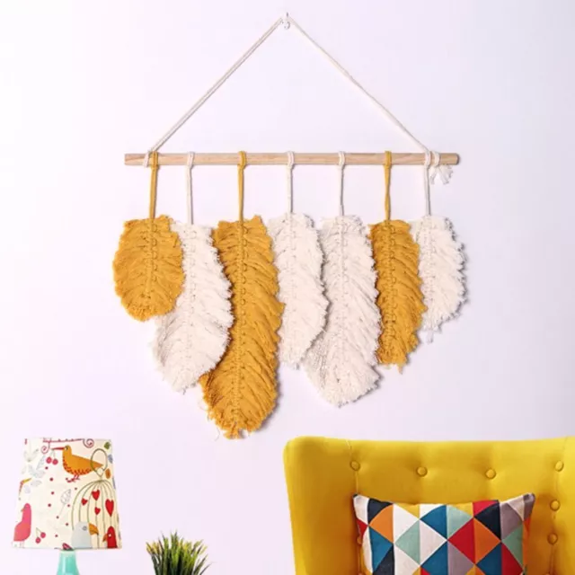 Cotton Thread Bohemian Leaf Tapestry Feather Backdrop Tapestry  Homestay