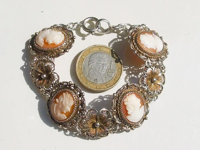 Bracelet Ancien En Argent Du XIXème Siècle Avec Perle Saphiret - Longueur 19.5 Cm