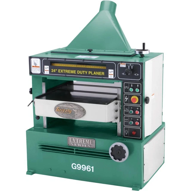 Grizzly G9961 24" 10 HP 3-Phase Industrial Planer w/ Spiral Cutterhead