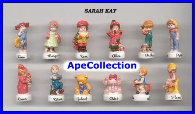 Sarah Clef Rare Set 12 Mini Figurine En Porcelaine Collection FEVES France