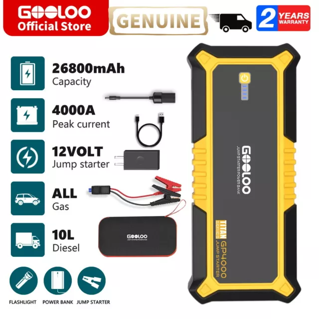 GOOLOO 4000A Car Battery Jump Starter 26800mAh Portable Power Bank 12V Jump  Box 6974839130006