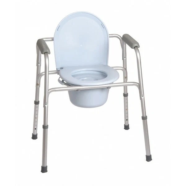 Sedia comoda anziani e disabili WC pieghevole in alluminio ausilio sanitario