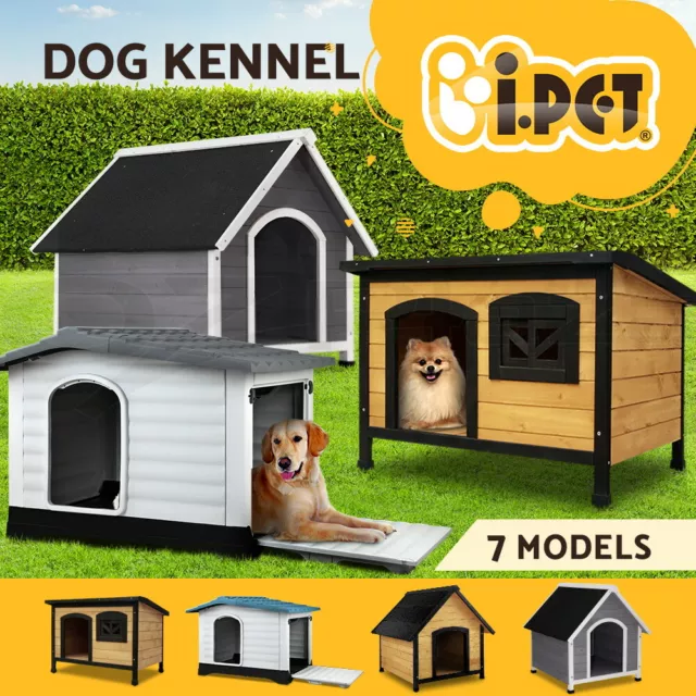i.Pet Dog Kennel Kennels House Outdoor Pet Wooden Plastic Large Extra Large