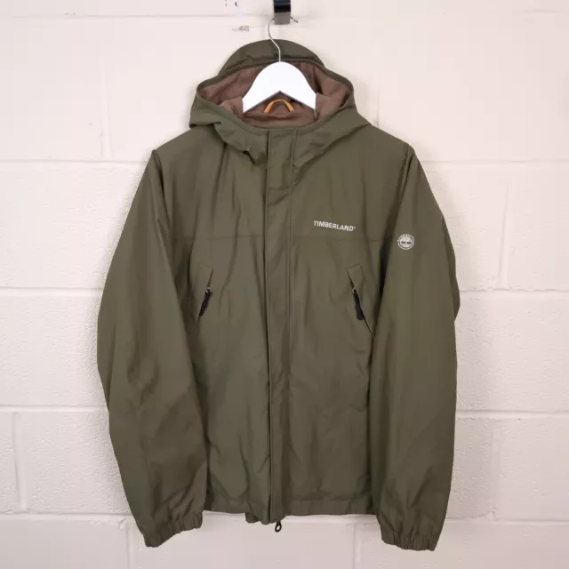 TIMBERLAND Jacket Mens S Small Waterproof Hooded Lined Full Zip Rain Coat Green