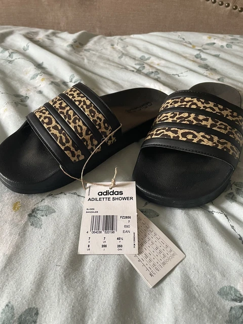 ADIDAS ADILETTE LEOPARD Print Shower Sliders Size 7 Brand New With