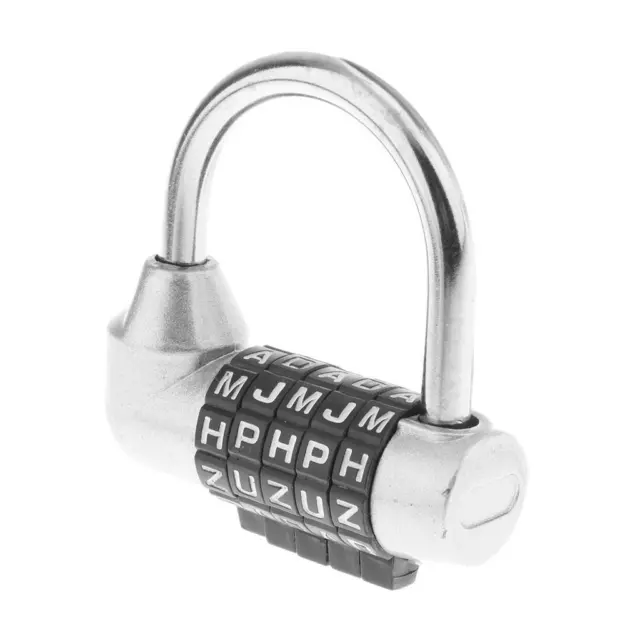 Zinc Alloy 5 Dial Letters Combination Padlock Code Password Lock Silver