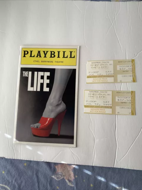 THE LIFE July 12, 1997 Broadway Musical Playbill + 2 Ticket Stubs