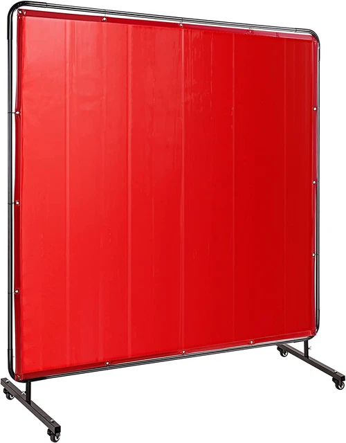 New Welding Curtain Welding Screens 6' x 6' Flame Retardant Vinyl w/Frame Red