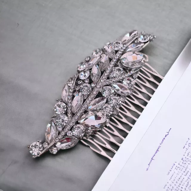 Wedding hair head comb with crystal stones rhinestones silver white new HA201