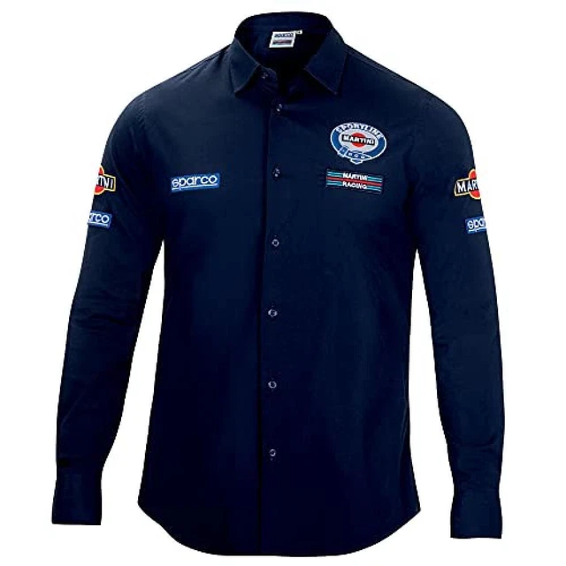 (TG. XL) Sparco Camicia Manica Lunga Martini-R S, Blu, 42/50 EU - NUOVO