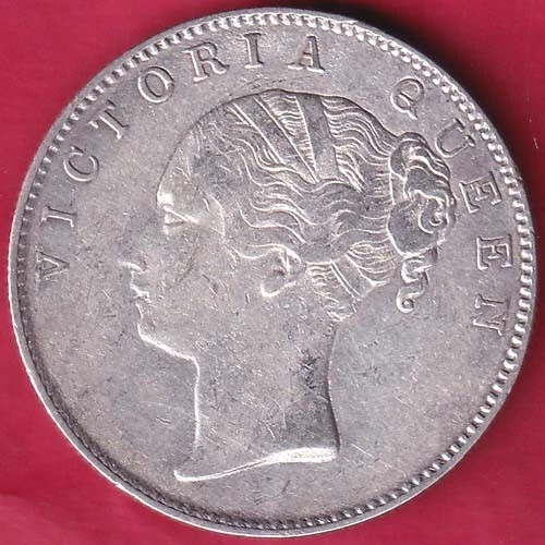 East India Company 1840 Continious Legend Victoria Queen 1 Rupee Silver Coin#E94