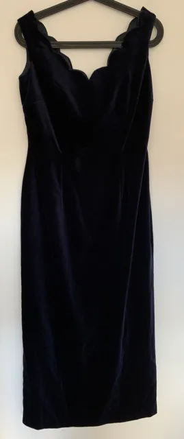 Vintage MONSOON TWILIGHT Navy Dark Blue Long Velvet Maxi Column Dress Size UK 14