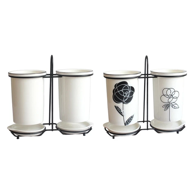 Porte-ustensiles De Cuisine En Céramique Beige – Rangez Jusqu’à 15 Couverts Facilement - 3