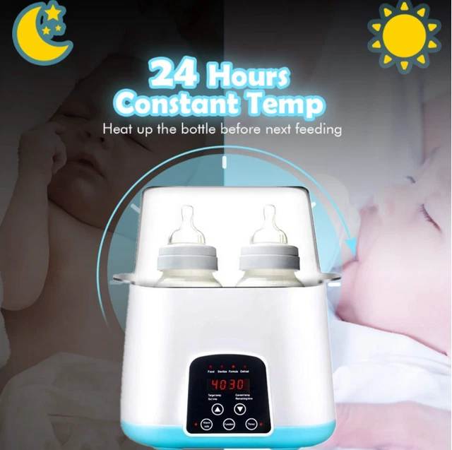Baby Bottle Warmer Steam Sterilizer 5-In-1 Double Bottle Baby Food Milk Heater