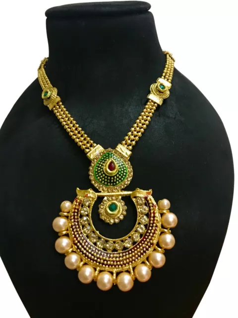 Indian Jewelry Indien Mariage Collier D'Oreilles Plaqué Or Bollywood Bijoux 3