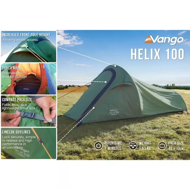 VANGO HELIX 100 1 Person Man Lightweight Camping Tunnel Tent