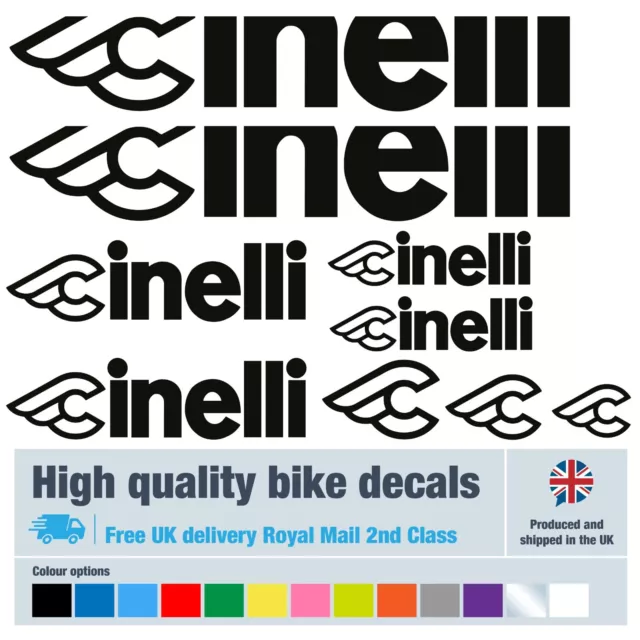 Cinelli bike decals (cut brand) c/w free bike protection (24 pack) - 14 colours