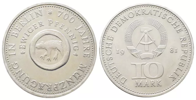 Deutsche Demokratische Republik (DDR), 10 Mark 1981, Münzprägung Berlin, J. 1582