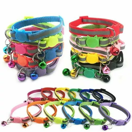 Safety Release Reflective Cat Collar Hi-Vis Adjustable Bell Anti-Choke UK