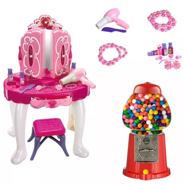 Toeletta e sgabello Princess Vanity giocattolo bambini ragazze gioco di ruolo con accessori