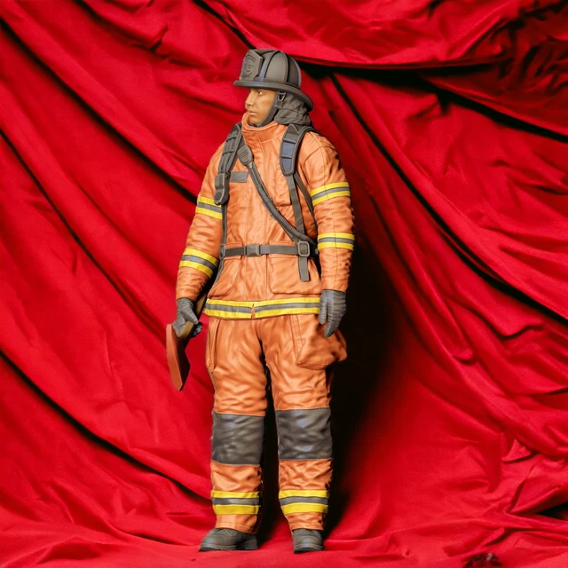 FIREFIGHTER WITH AX Resin 3d printed Diorama Figure Unpainted Fireman ...