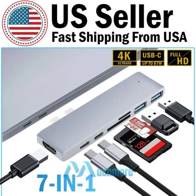 7-in-1 Multiport USB-C Type C To USB 3.0 4K HDMI Adapter Hub For Macbook Pro/Air