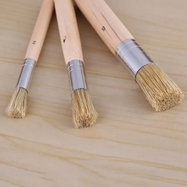 3PCS Set Wooden Stencil Brush Chalk Paint Natural Pure Hog Bristle brush Rou-7H