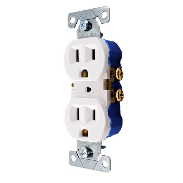 Eaton 270W Standard Duplex Receptacle, 2P, 3W, 15A, 125V, White (100-Pack)