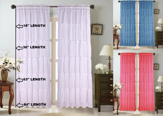 1Pc Voile Sheer Crushed Ruffle Window Dressing Curtain Panel Drape Treatment