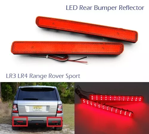 2x For Rover Bumper Reflector LED Light Red Tail Stop Brake Rear Range Discovery