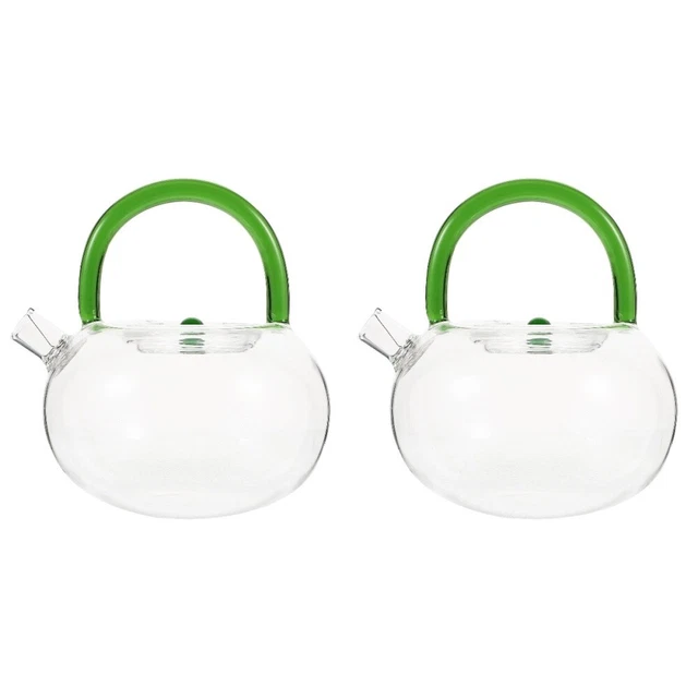 2pcs Glass Teapot Clear Tea Kettle Glass Pot Tea Pot for Loose Tea Blooming