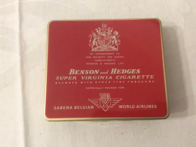 Vintage Benson and Hedges, Super Virginia Cigarette Tin, Sabena Belgian World Ai