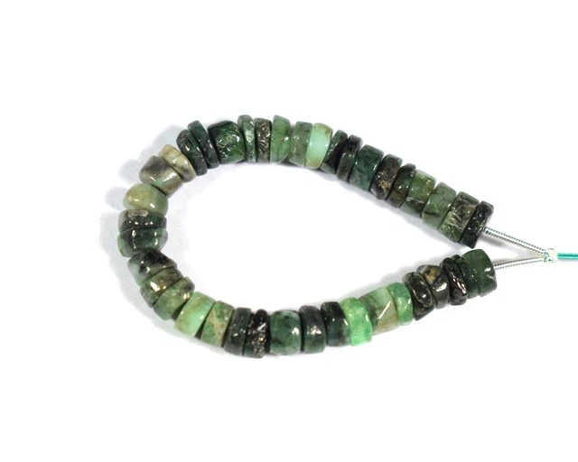 Perles en vrac de pierres précieuses en forme de roue lisse vert émeraude...